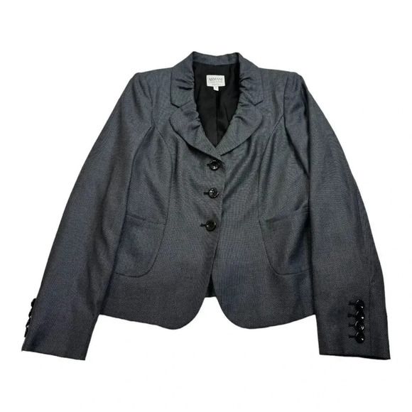Armani Collezioni Dark Grey Wool Silk Blazer - Picture 1 of 13